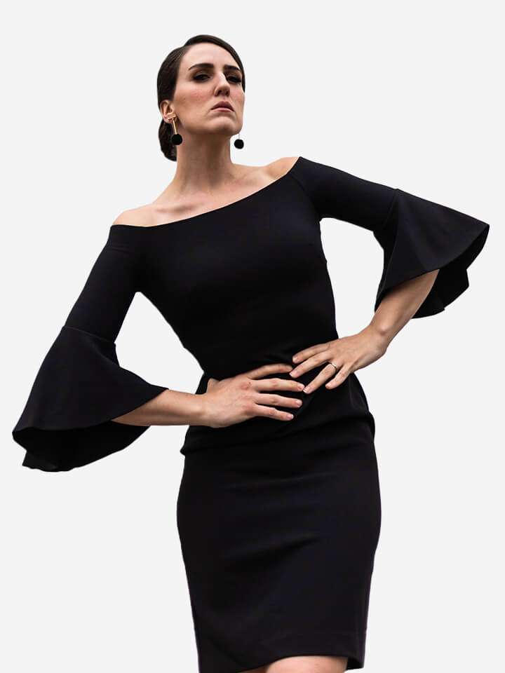 designer gowns black